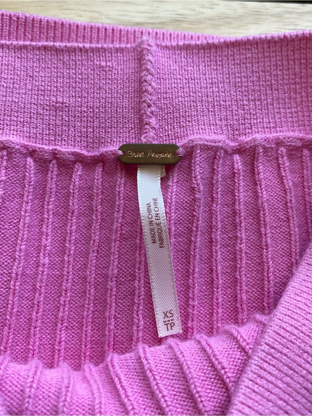 Free People bright pink skyline ribbed high waist midi skirt with slit Size XS